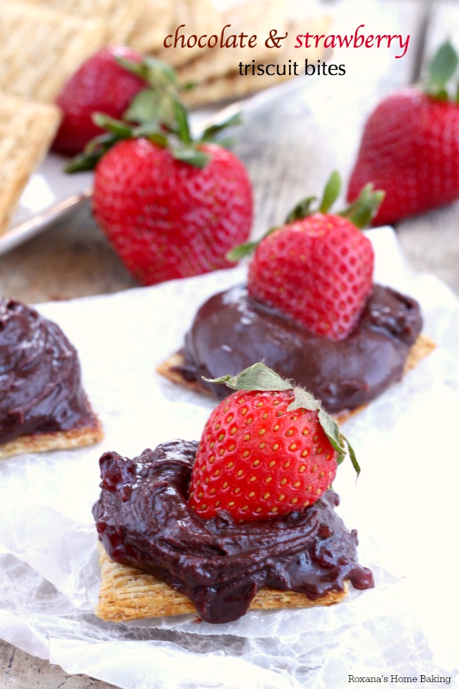 I love pairing chocolate and strawberry together and these easy to make Triscuit cracker bites make a great snack when you're craving something sweet and salty. 