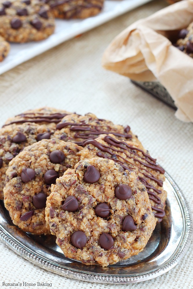 Soft and chewy with slightly crisp edges, these chocolate chip oatmeal cookies are full of flavor and packed with chocolate goodness in every bite.