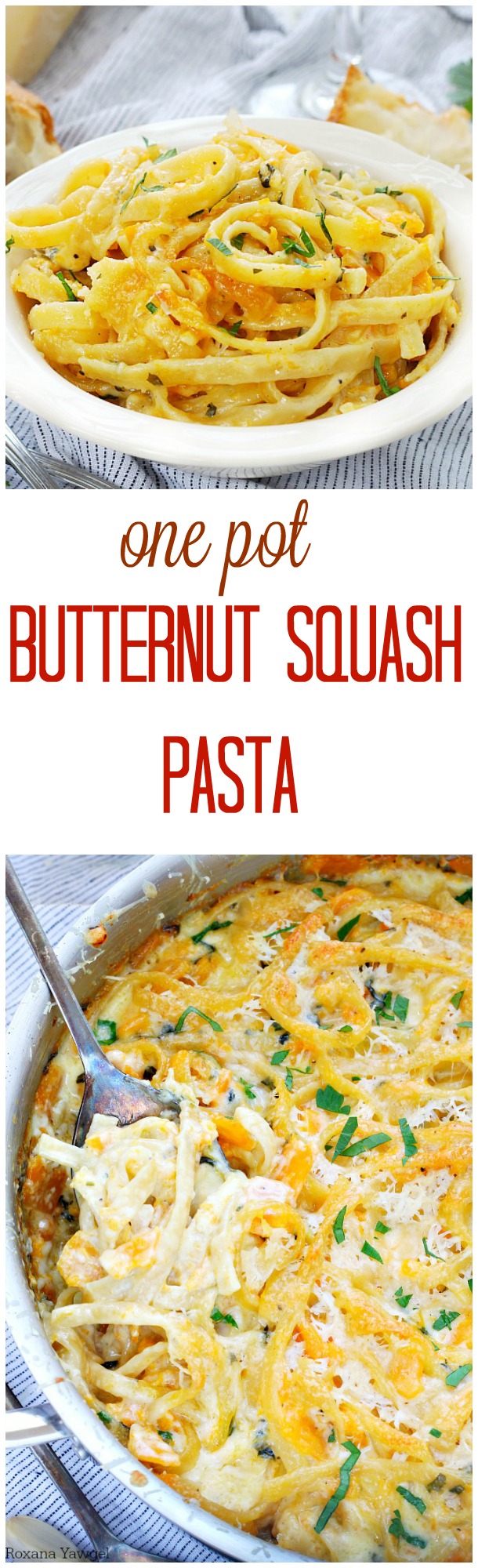 No-fuss creamy butternut squash pasta for those busy nights when you just don't have the time. Easy peasy with only one pan to clean up!