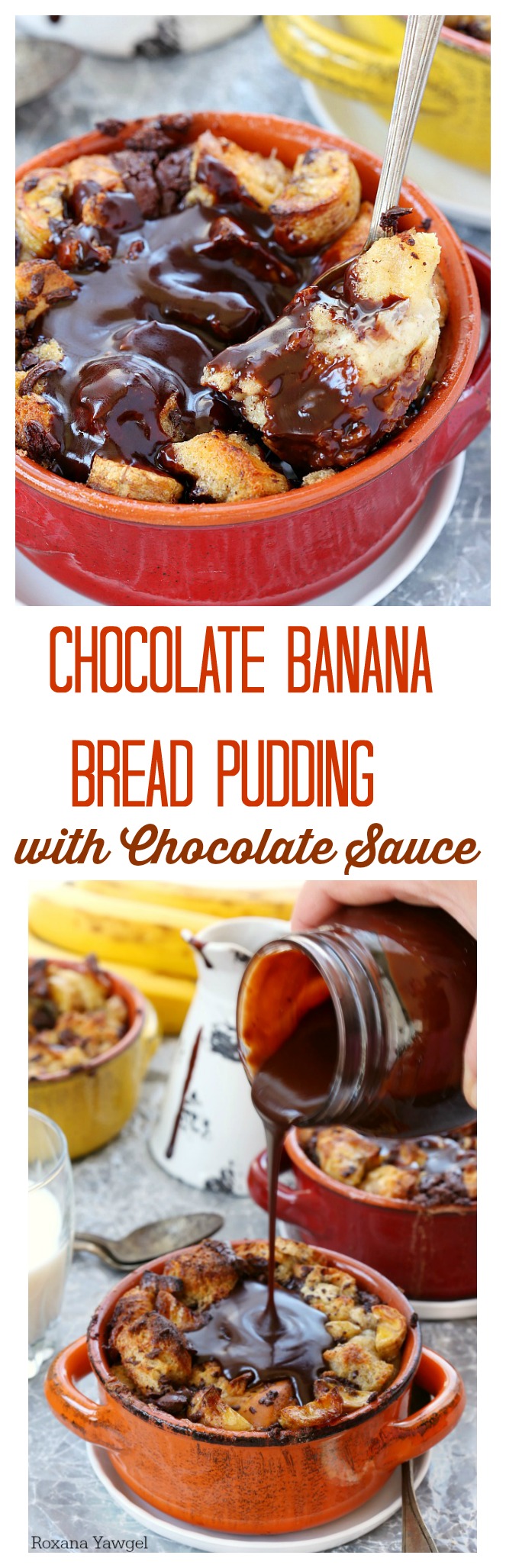 Chocolate Banana Bread Pudding with Chocolate Sauce Recipe