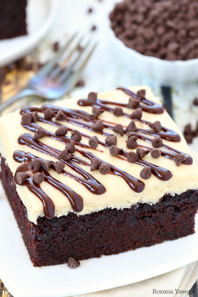With just a handful of ingredients, this no fuss one bowl chocolate cake will quickly become one of your favorites! Top with a layer of brown sugar frosting or serve with a scoop of your favorite ice cream! 
