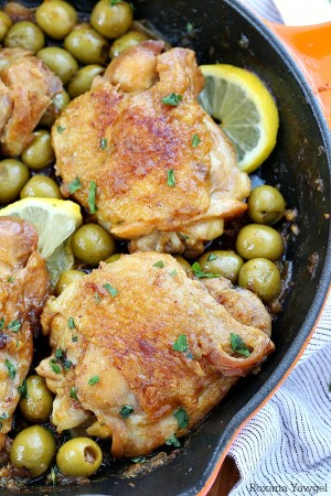 One skillet chicken and olives in white wine sauce recipe