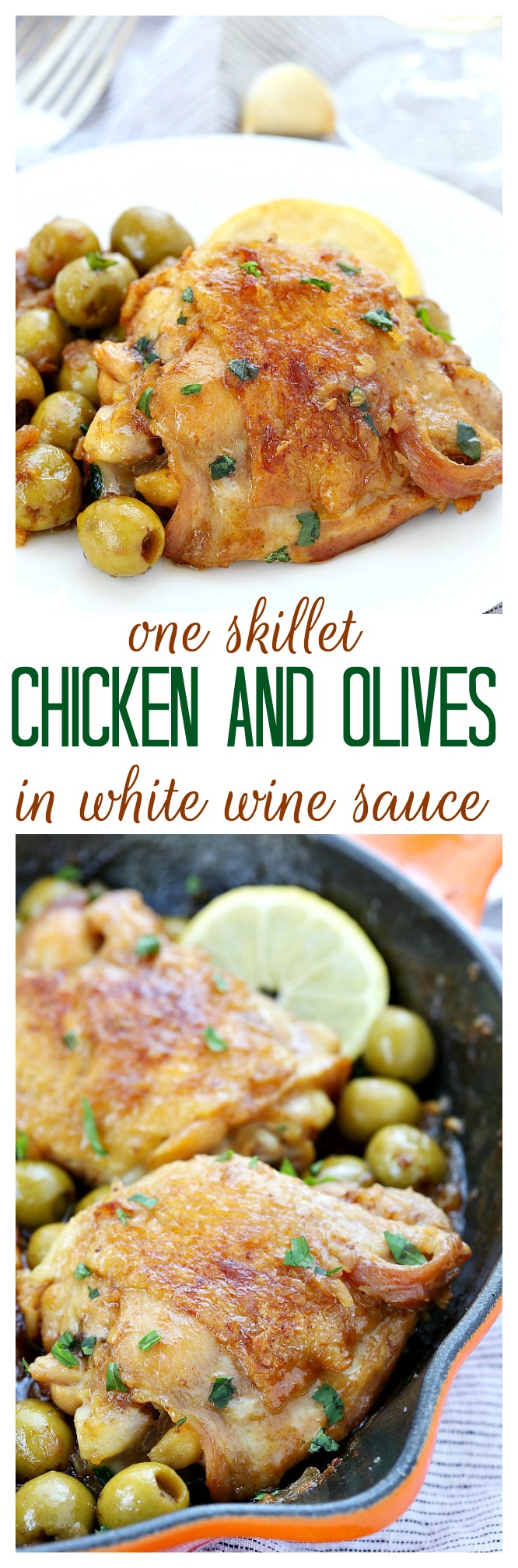 5 ingredients are all you need to make this bright and briny chicken and olives in white wine sauce. Good taste does not always depend on a lot of ingredients.