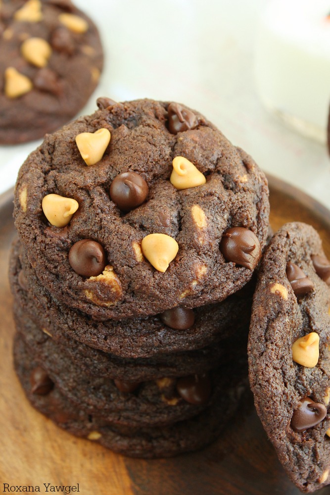 Craving chocolate and peanut butter? Try these soft and chewy chocolate peanut butter chip cookies! No chilling time required, come together in a jiffy and disappear just as quickly!