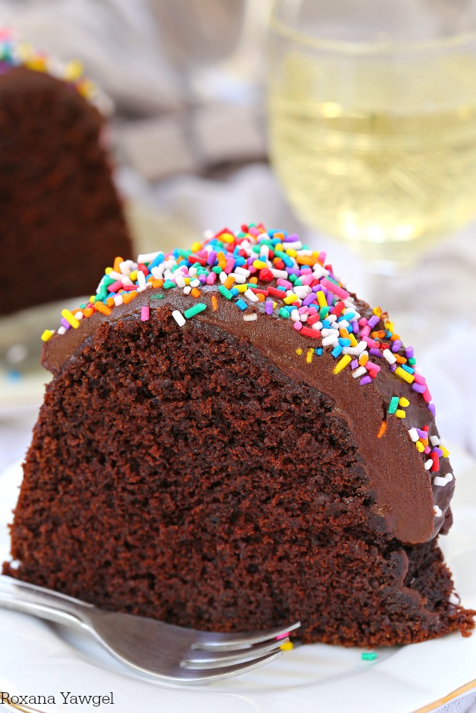 This sinfully delicious made from scratch double chocolate bundt cake is incredibly light and moist, sweet and chocolatey under a silky chocolate ganache.#ItalianforHoliday