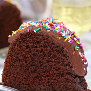 This sinfully delicious made from scratch double chocolate bundt cake is incredibly light and moist, sweet and chocolatey under a silky chocolate ganache.