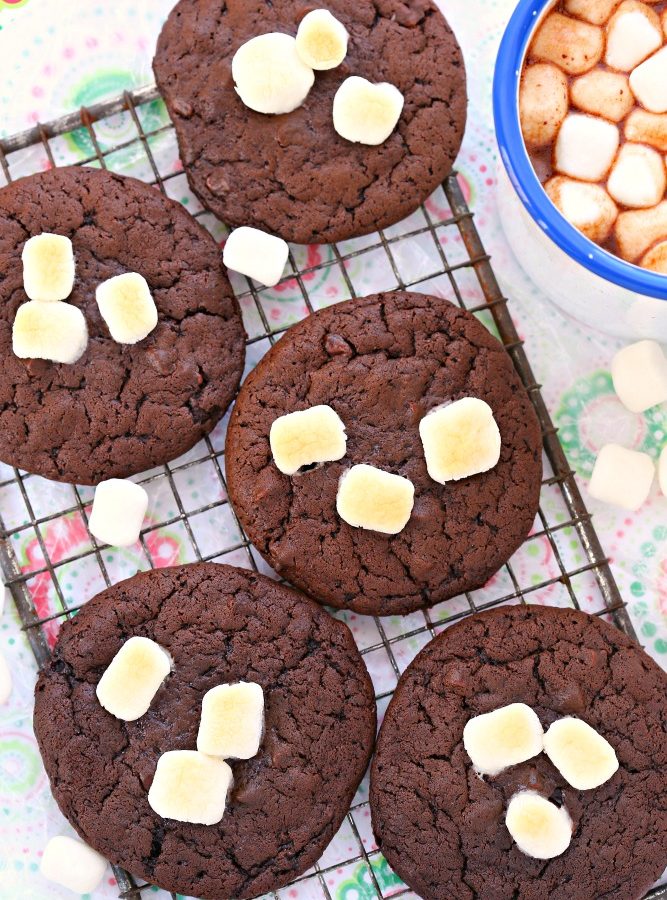 Made with real milk and chocolate and topped with toasted marshmallows, these hot chocolate and marshmallows cookies are rich, decadent, and the perfect addition to your holiday cookie tray.
