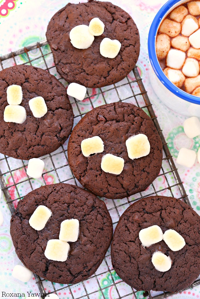 Made with real milk and chocolate and topped with toasted marshmallows, these hot chocolate and marshmallows cookies are rich, decadent, and the perfect addition to your holiday cookie tray.
