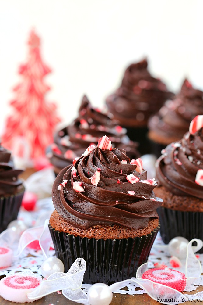 Easy to make rich chocolate peppermint cupcakes topped with a fudgy peppermint frosting are a fun and festive holiday dessert!