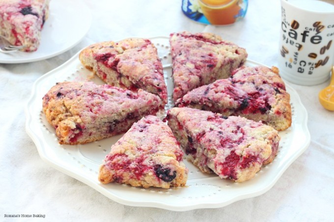 Black and red raspberry vanilla scones recipe
