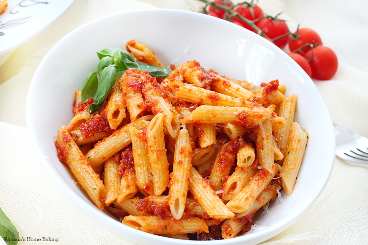 Sicilian sun dried tomato pesto penne recipe