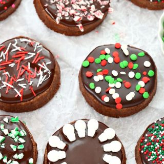 Quick and easy to make, these slice and bake chocolate cookies are packed with vanilla, butter and chocolate flavor. Top with a silky ganache for an irresistible holiday cookie!